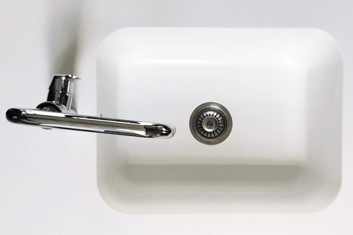 Directly Above Shot Of Kitchen Sink And Faucet