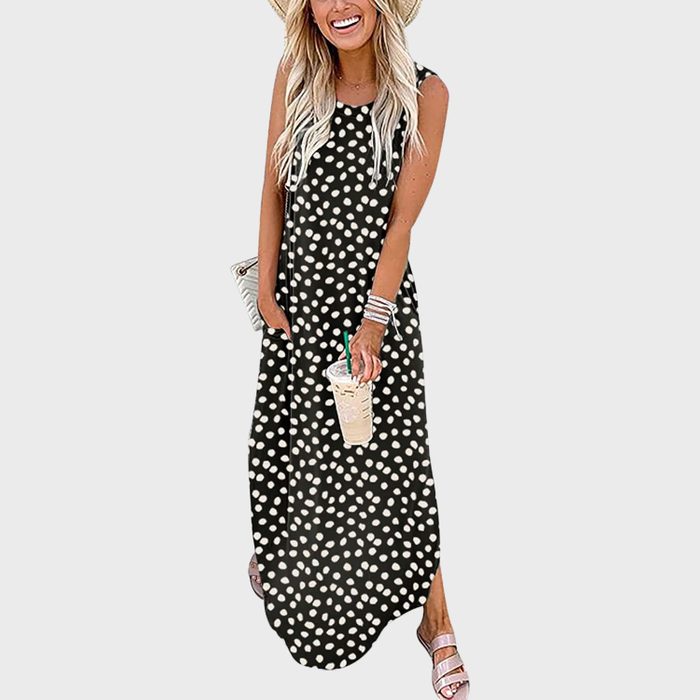 Anrabess Womens Casual Loose Sundress Long Dress Sleeveless Split Maxi Dresses Summer Beach Dress With Pockets