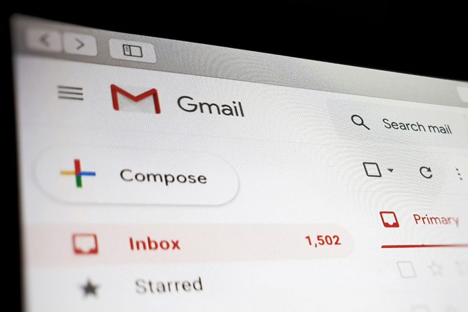 view of a Google Gmail interface on a laptop