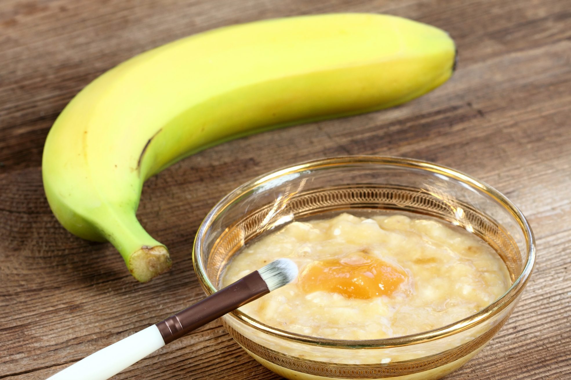 Homemade facial mask from banana, plain yogurt and honey