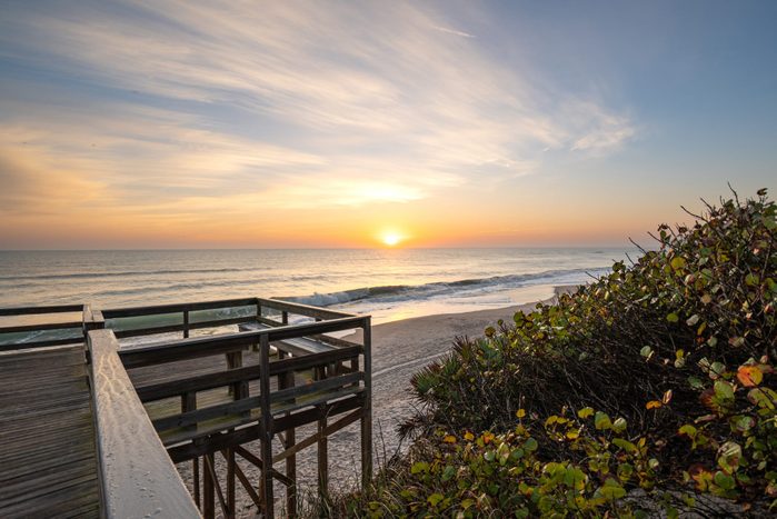 Beautiful Sunrise on Playalinda Beach Over the Atlantic Ocean on Merritt Island National Wildlife Refuge Florida