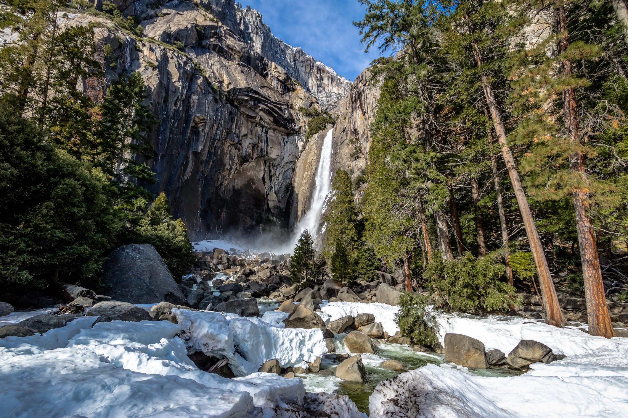 Lower Yosemite Falls at winter - Yosemite National Park, California, USA