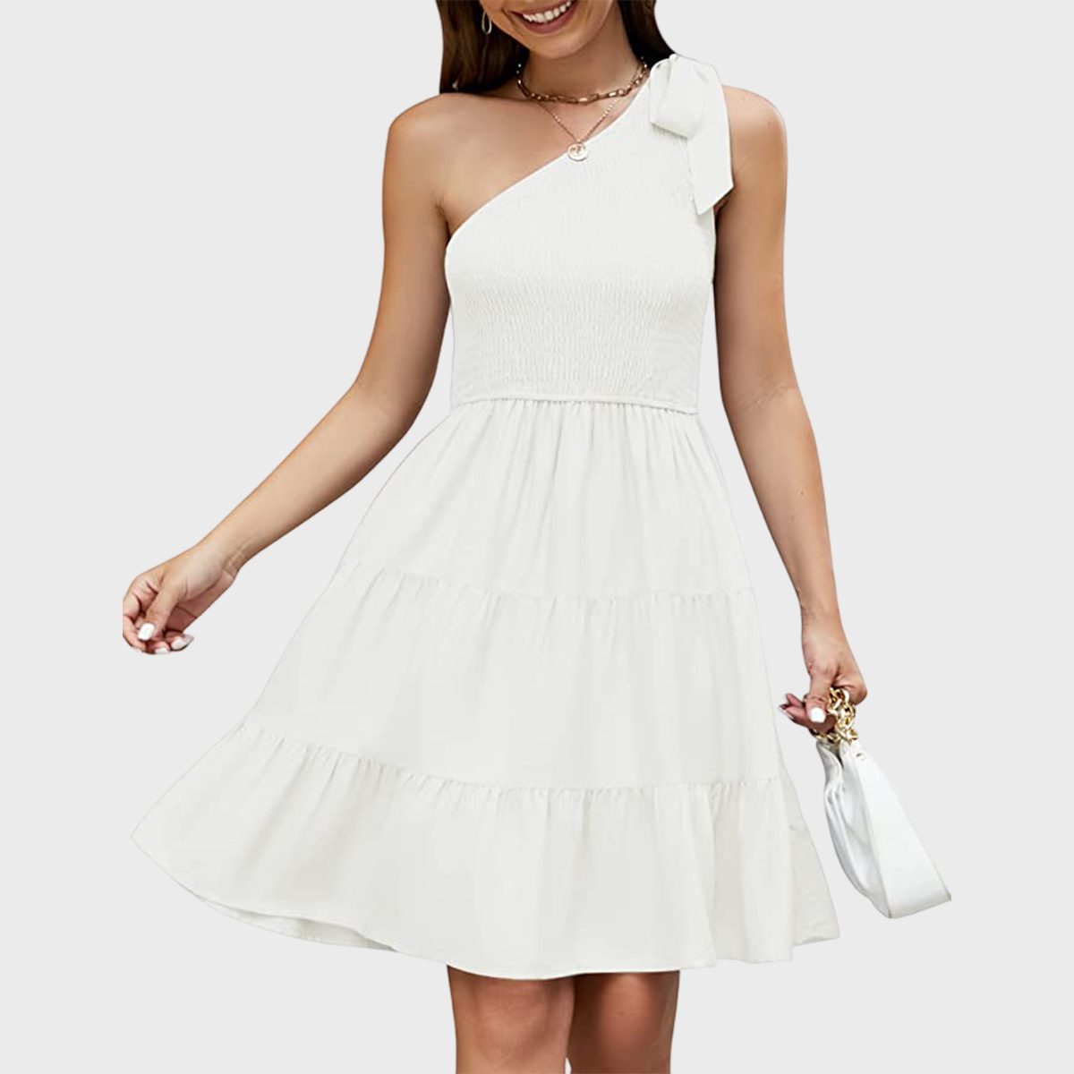 One Shoulder Mini Dress With Bow Ecomm Via Amazon.com