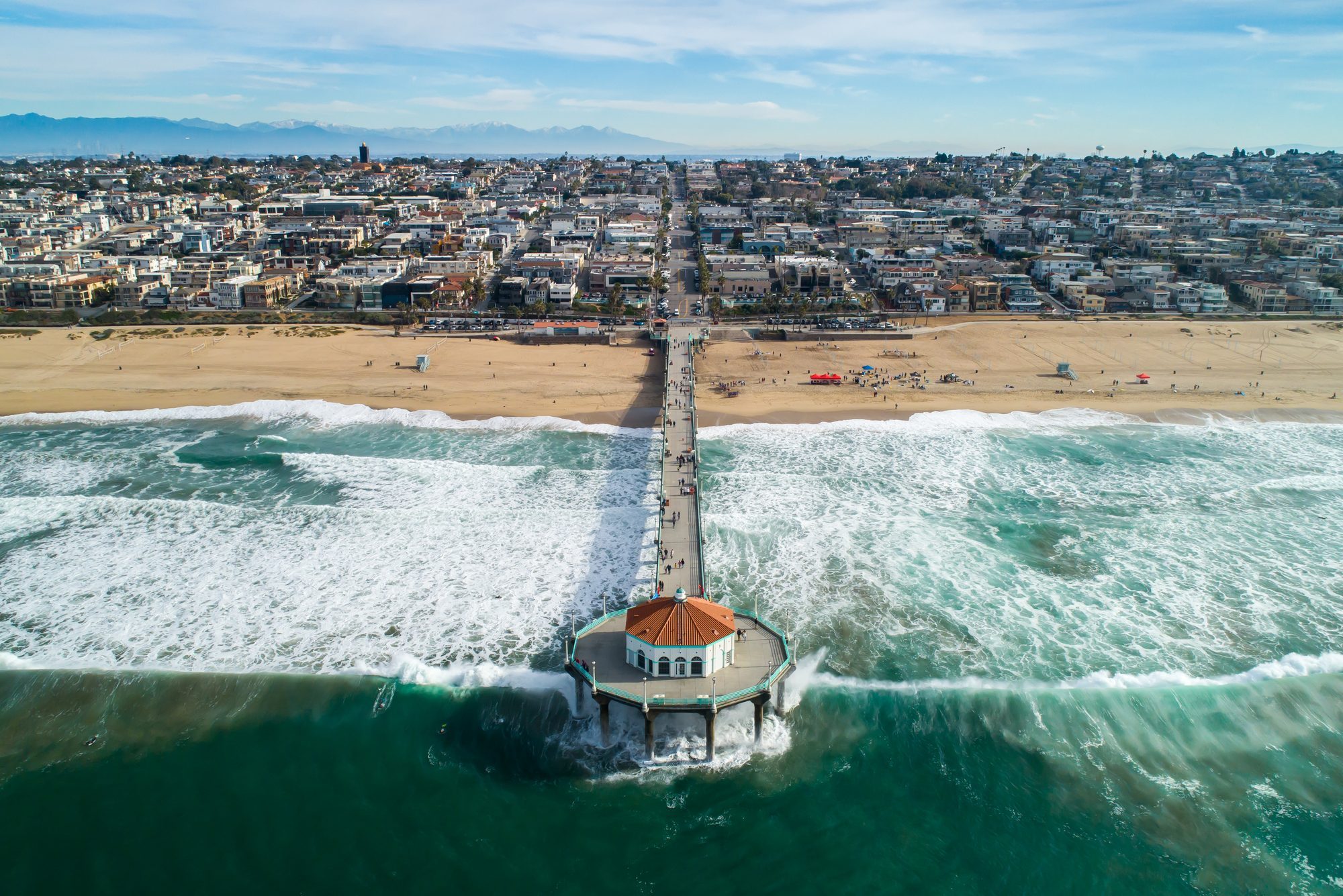 Manhattan Beach California Pier as seen from the Pacific Ocean