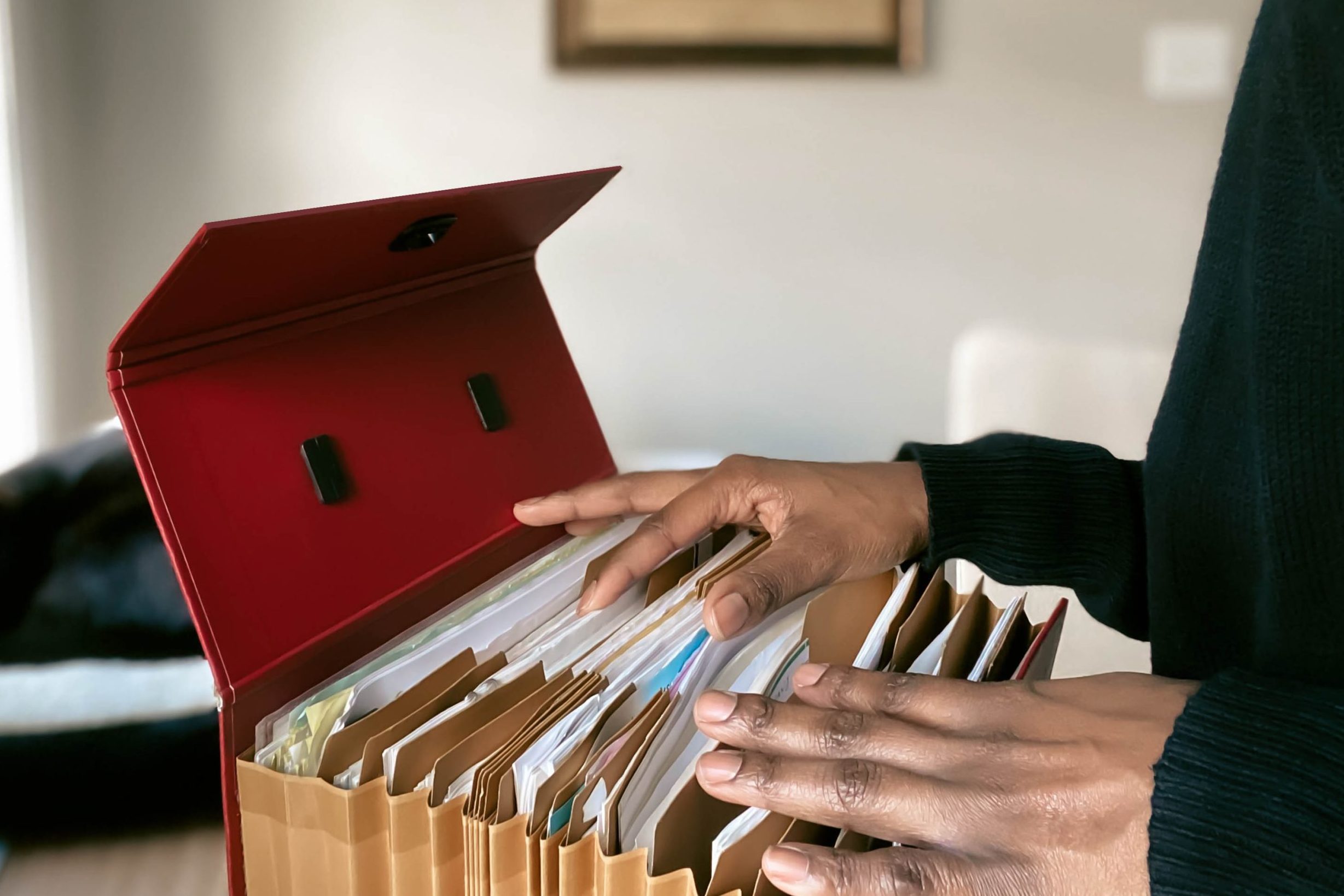 Woman Searches Her Files