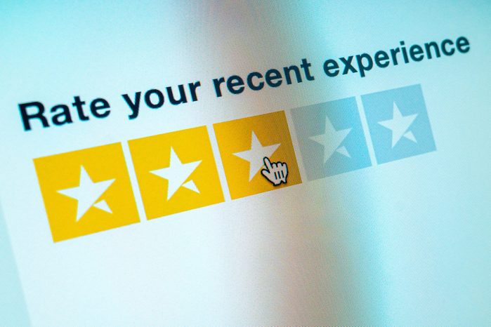 Close up of 3 star rating on computer screen