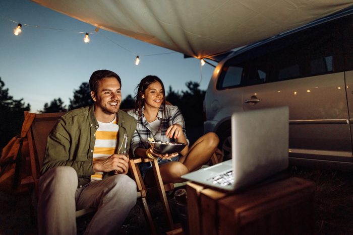 family camping movie night