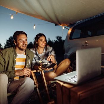 family camping movie night