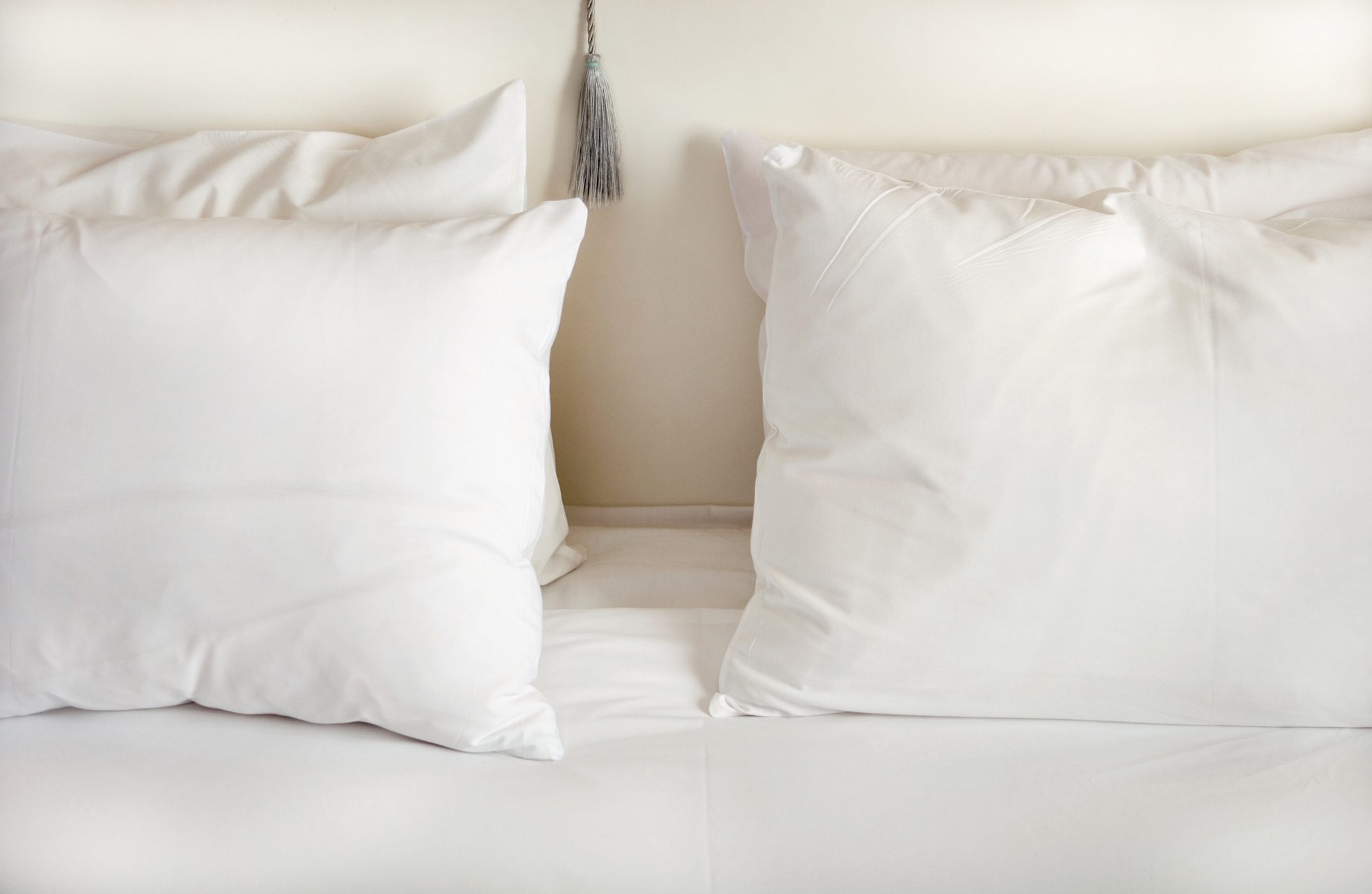 White pillows on bed