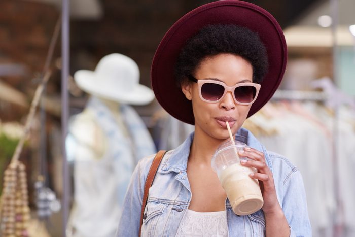 This smoothie is the only companion I need for shopping