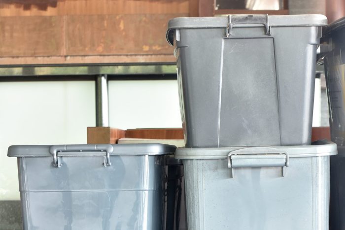 grey Plastic storage boxes