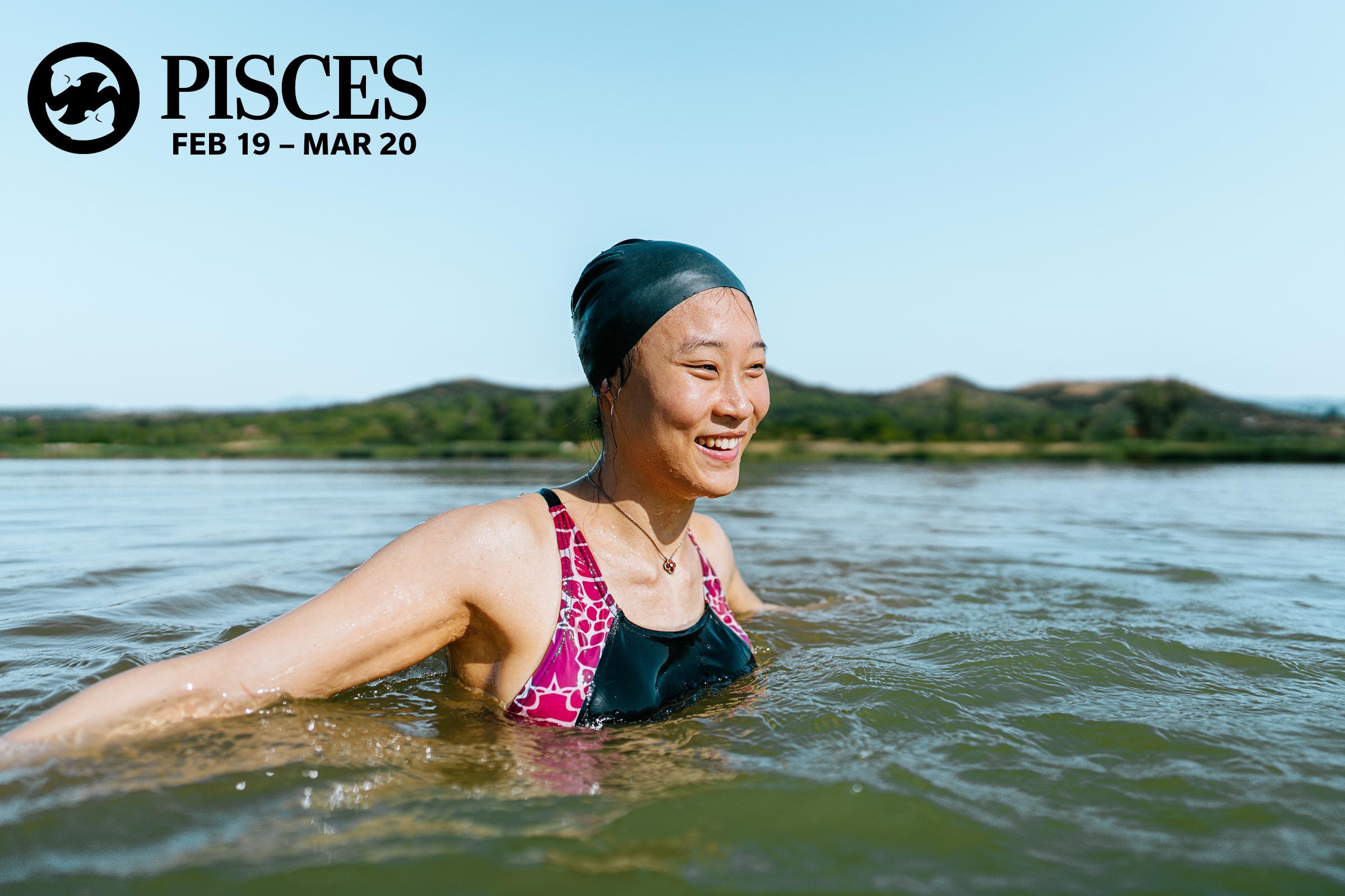 woman swimming in the lake