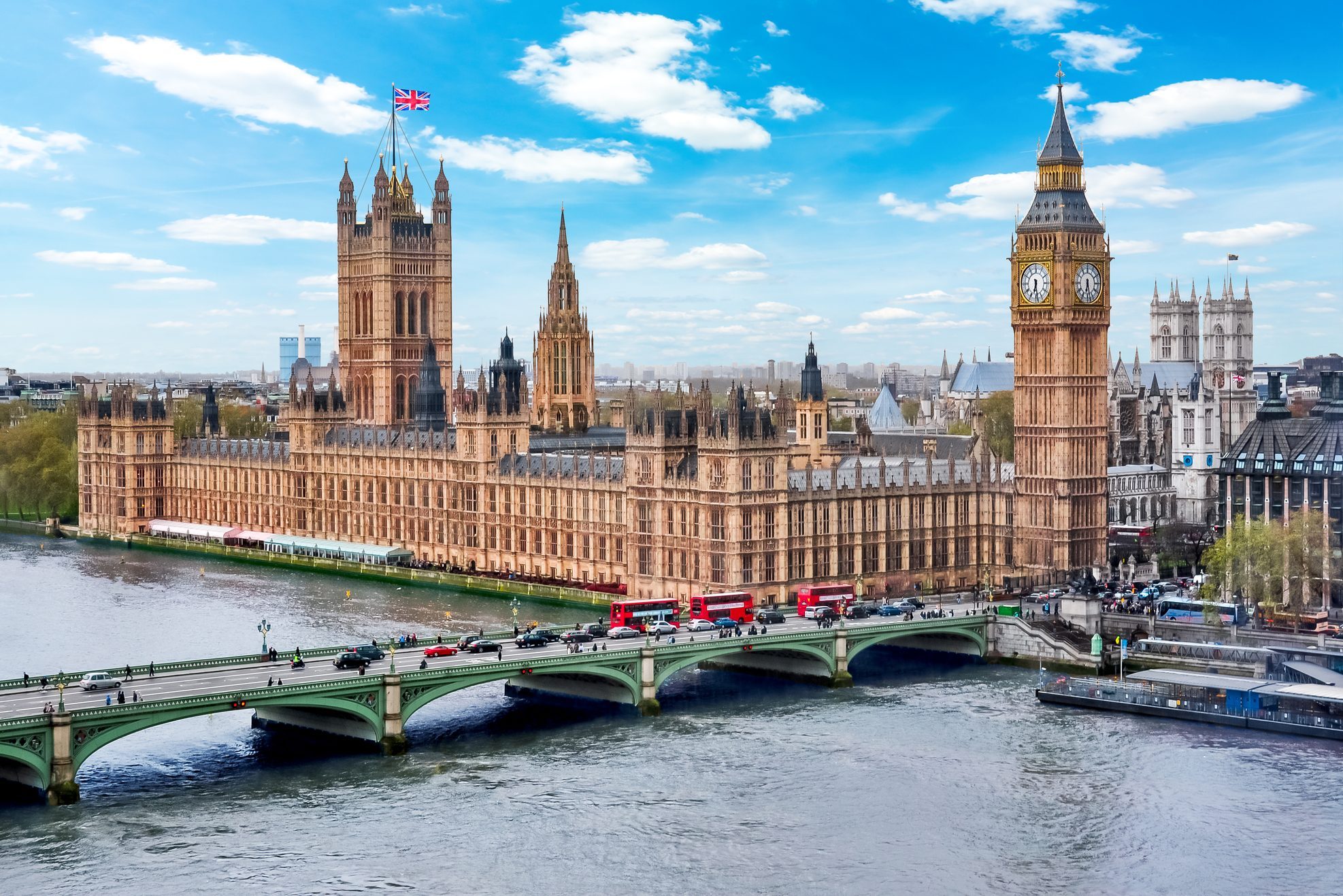 Houses of Parliament (Westminster palace) and Big Ben tower, London, UK