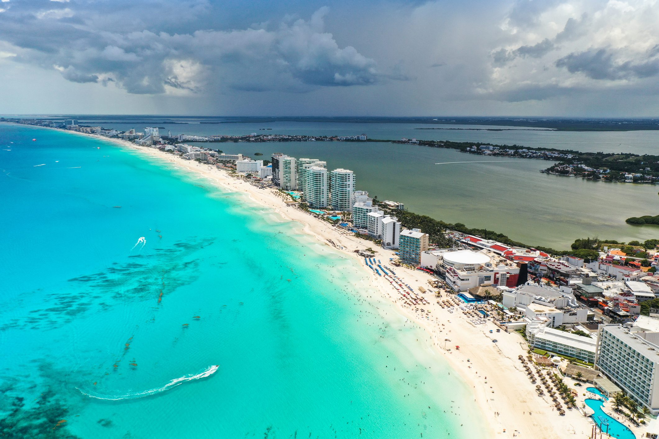 Aerial Cancún Sea and lake view