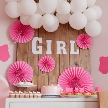 It's a girl. Baby shower. Decoration for party.