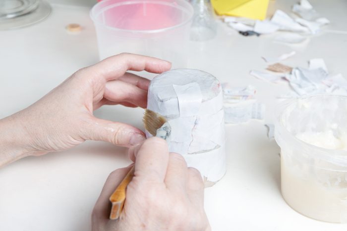 Glueing papier mache