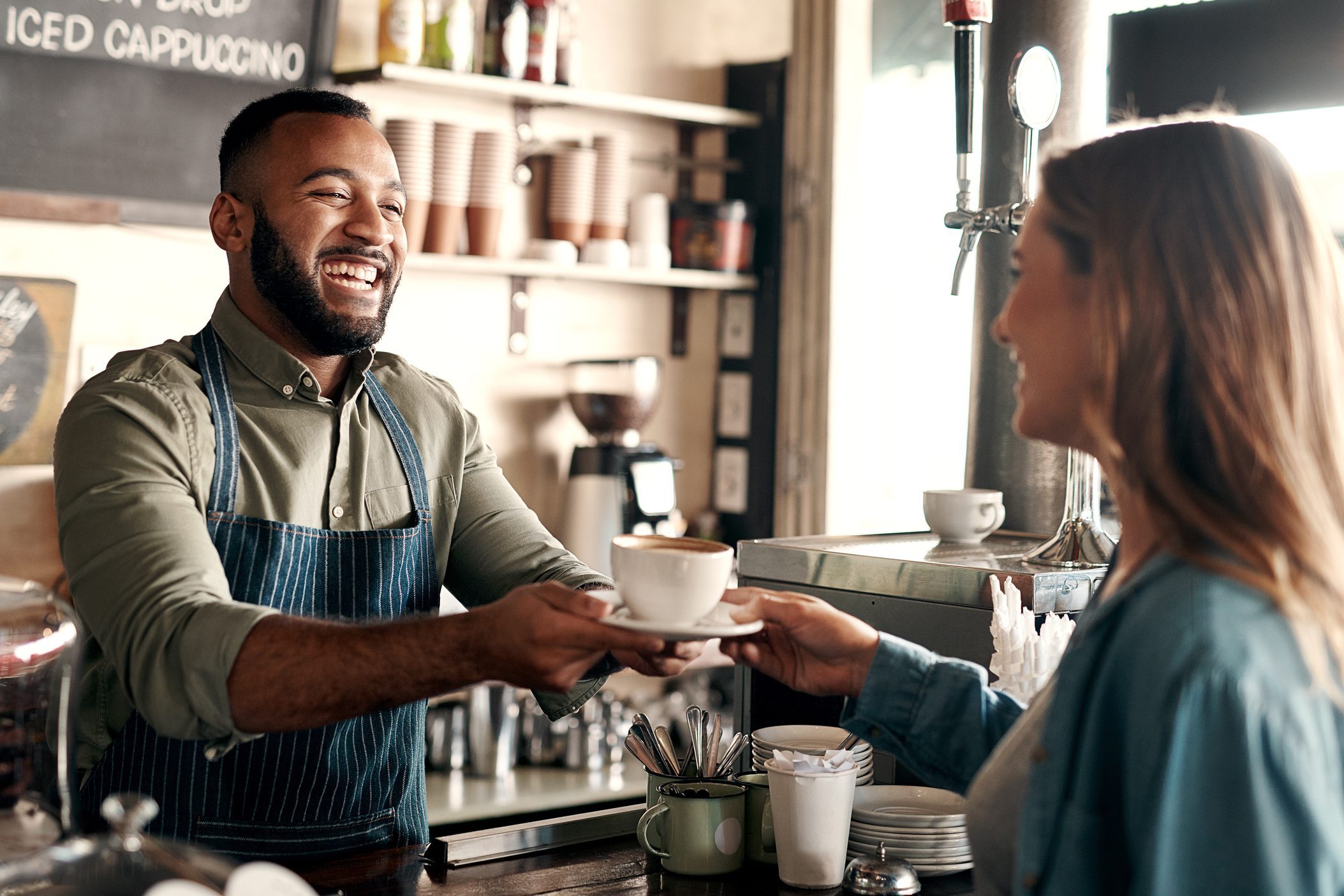 laughing barista