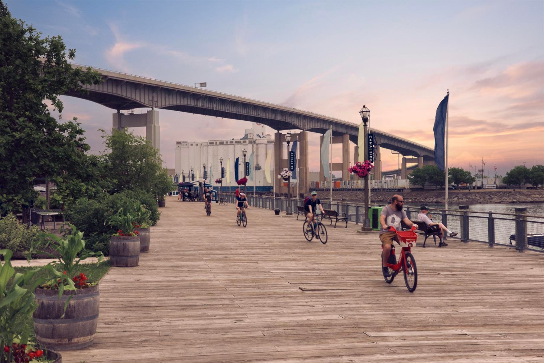 Boardwalk biking at Canalside