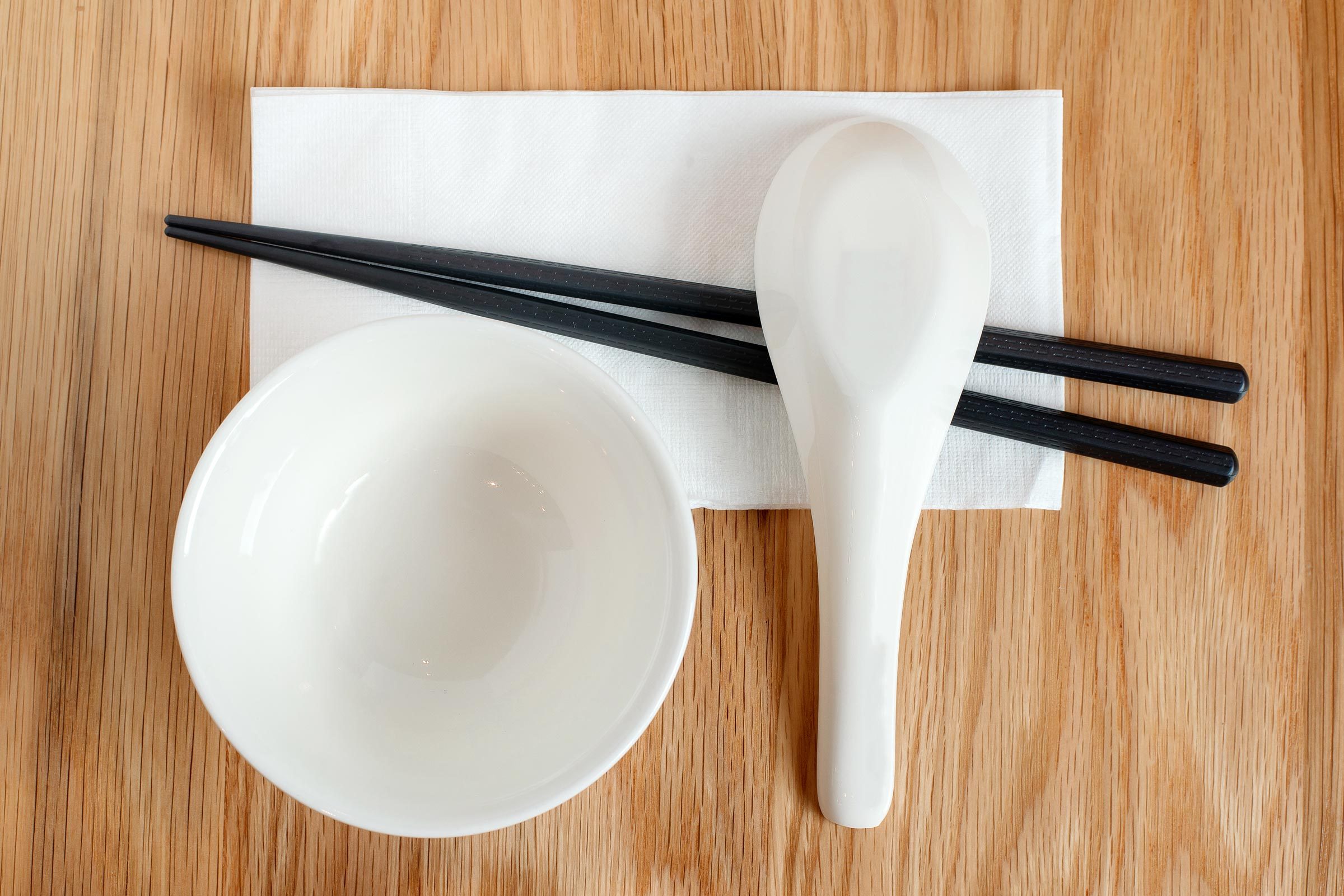 asian table set on wooden table