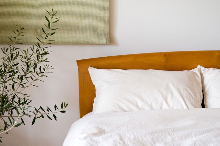 clean pillows on bed