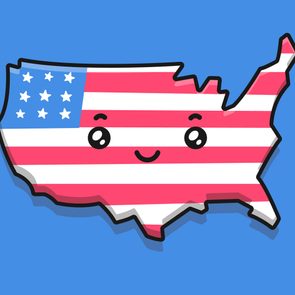 Usa Kawaii Map Illustration