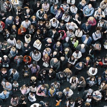 High angle view of a crowded square