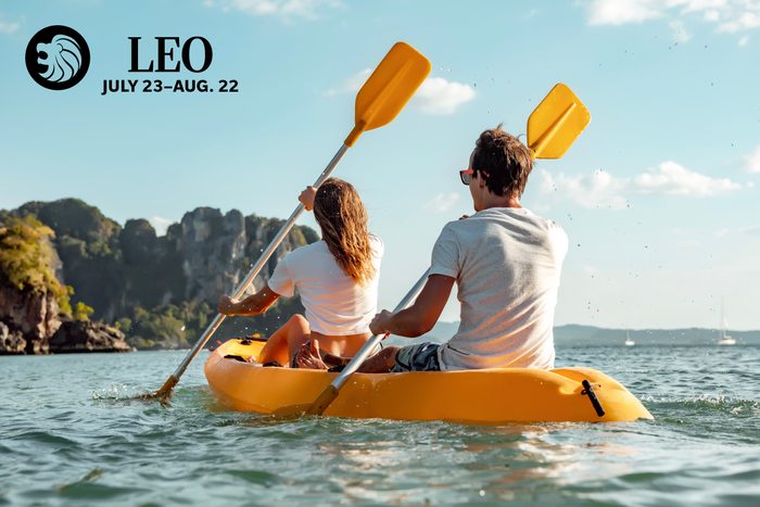 a couple kayaking together