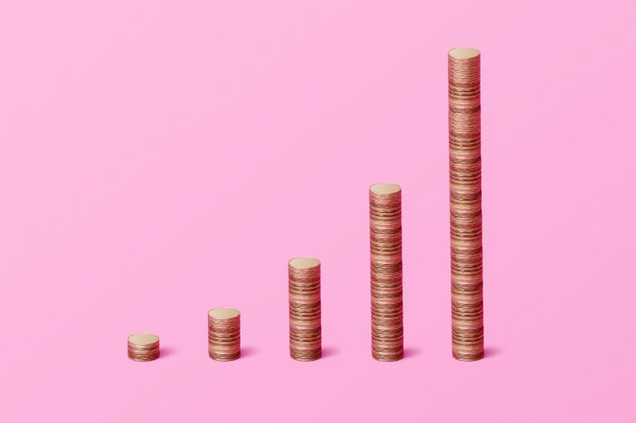 economic growth chart made of gold coins