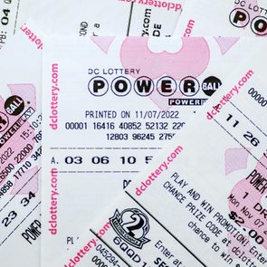 full frame of many powerball tickets