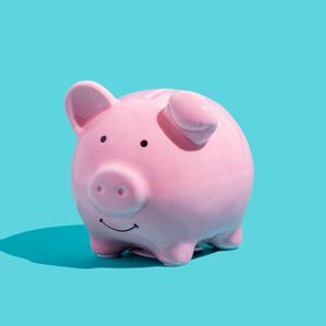 piggy bank on blue background