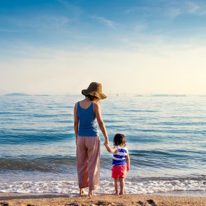 Mother and daughter at the beach