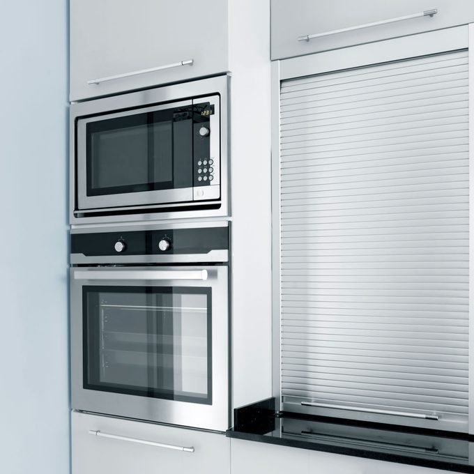 Electric Oven And Microwave And Roller Shutter Cabinet, Tambour Doors