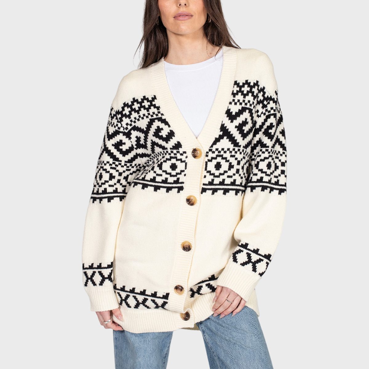 Brunette The Label Fair Isle Knit Cardigan