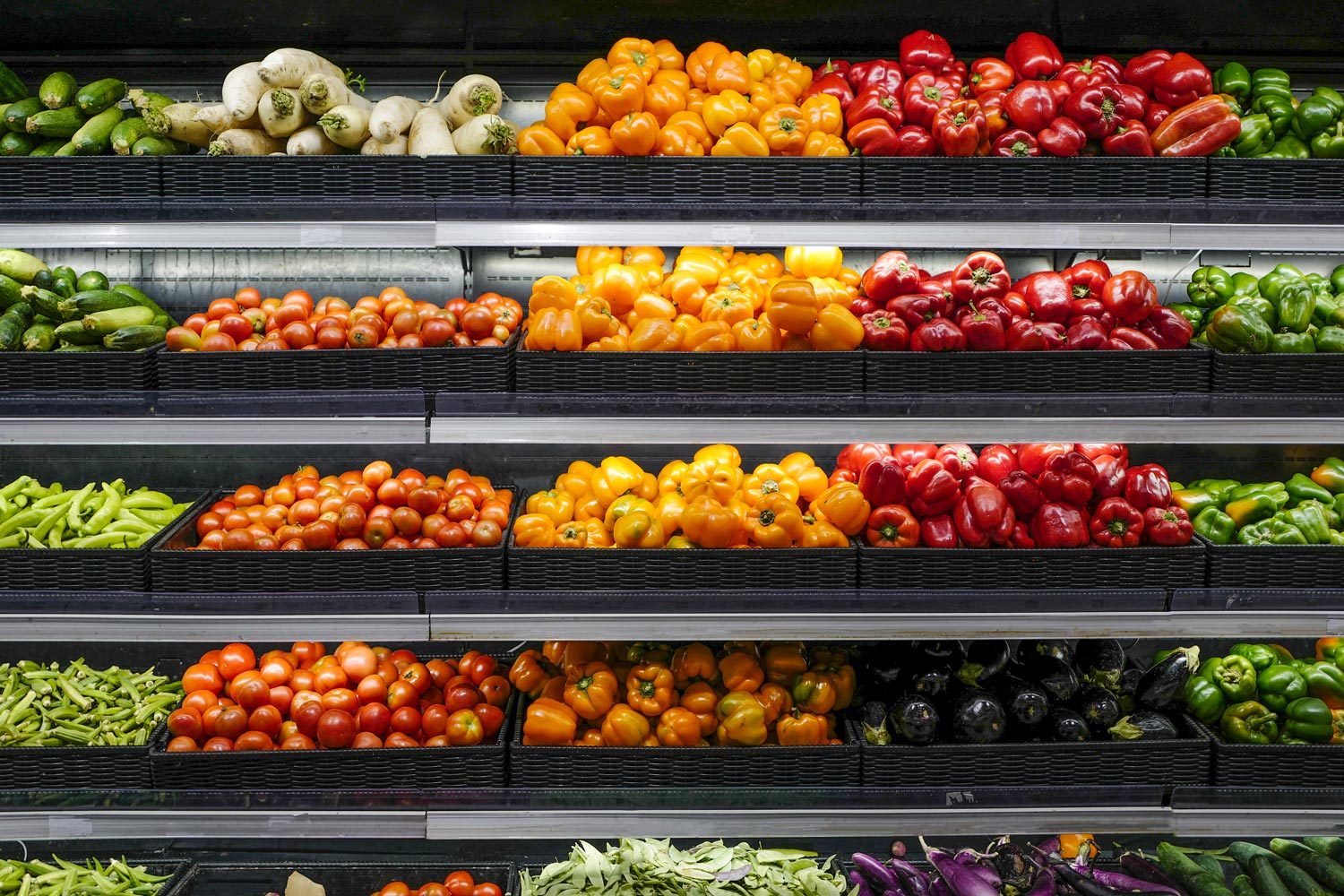 Organic Vegetables for Sale in the Produce Section of a Grocery Store to be purchased by customers