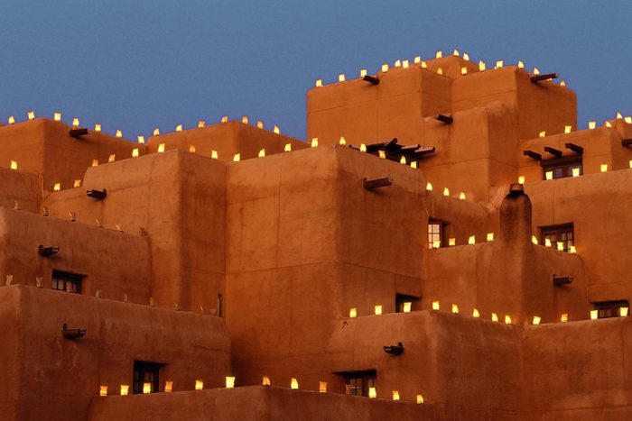 lanterns in santa fe new mexico during christmas time