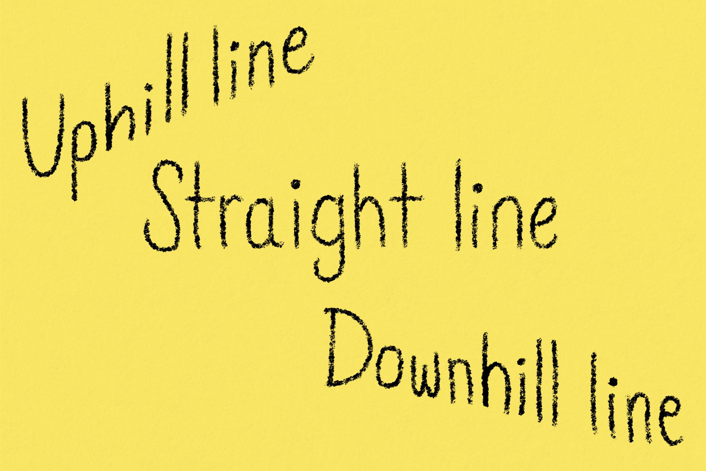 Handwriting showing line slant