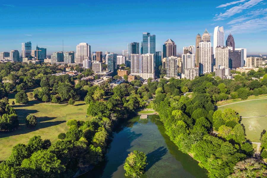 gif of 5 different cities that made the best place for singles list