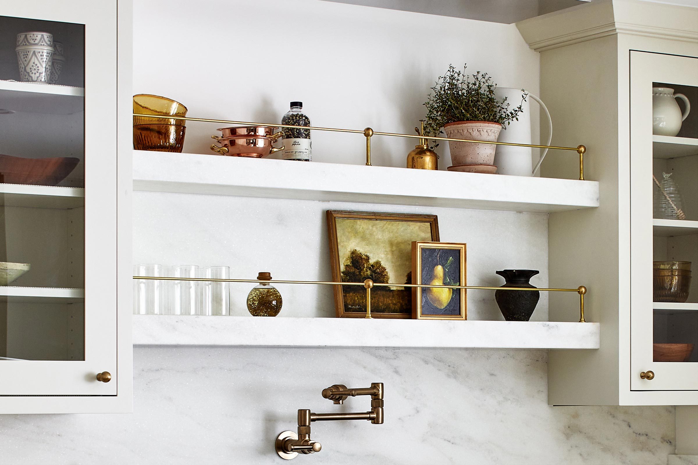 floating shelves in kitchen