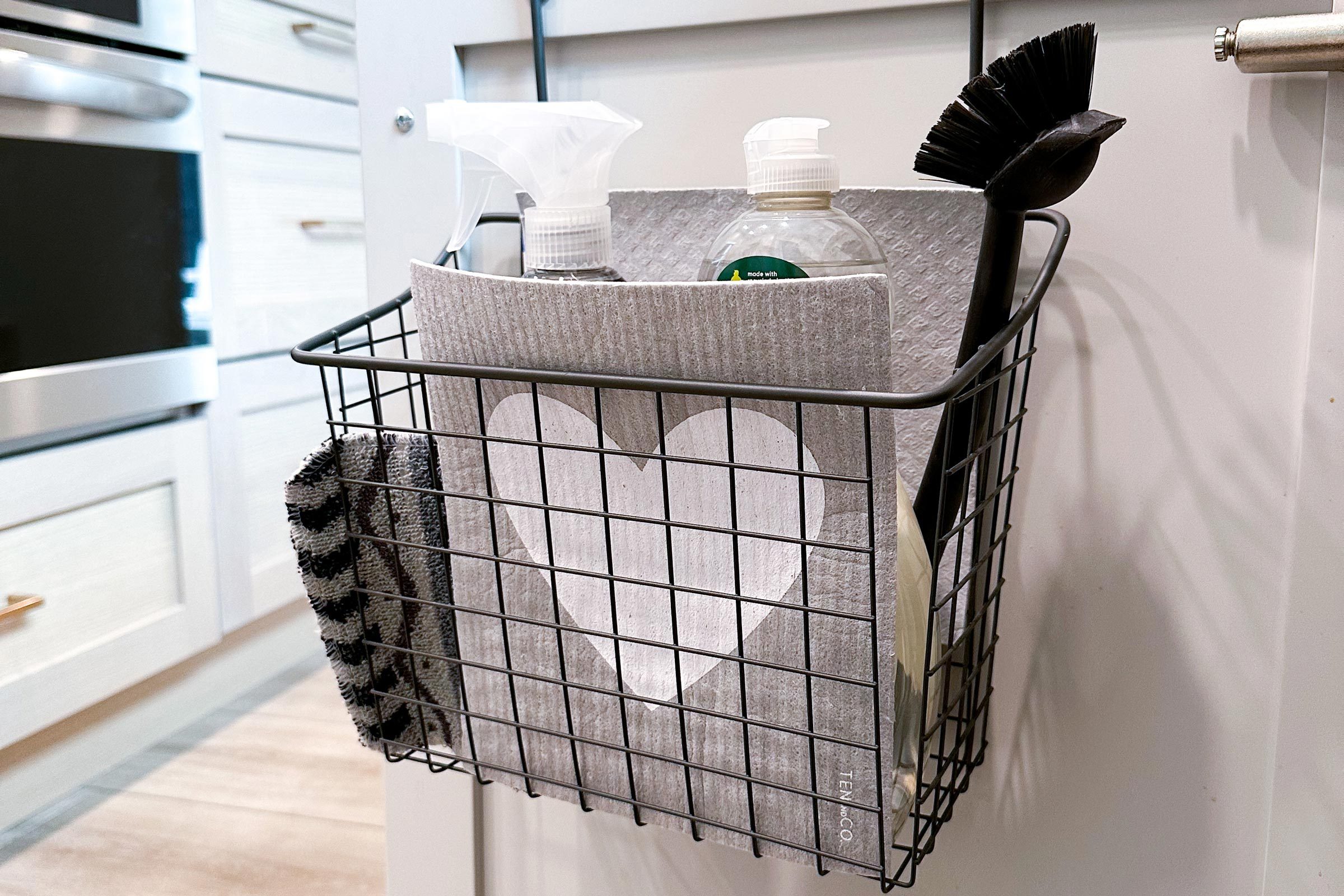 over the door organizer on kitchen island