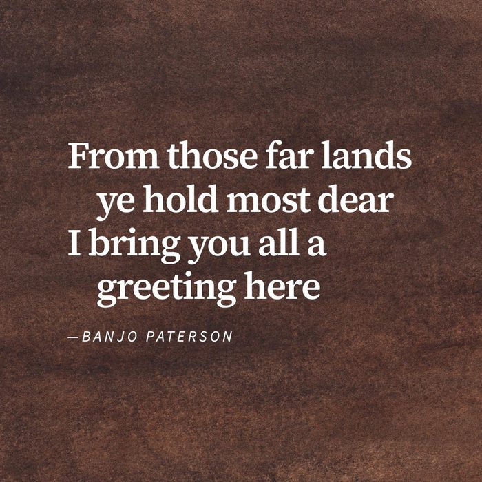 Except from poem "Santa Claus" By Banjo Paterson on a brown watercolour background