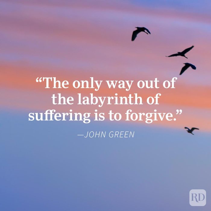 Forgiveness quotes about freedom on a peaceful sunset background with birds flying