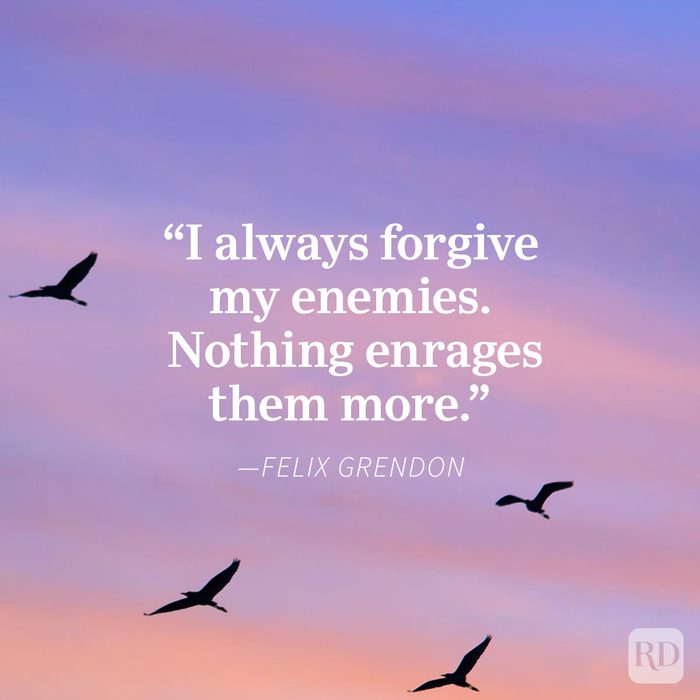 Quotes about forgiving your enemies on a peaceful sunset background with birds flying