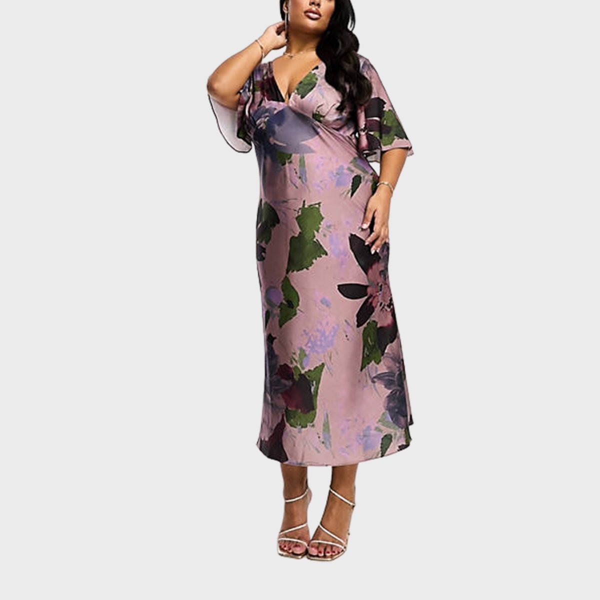 Asos Satin Flutter Midi Dress Ecomm Via Asos.com