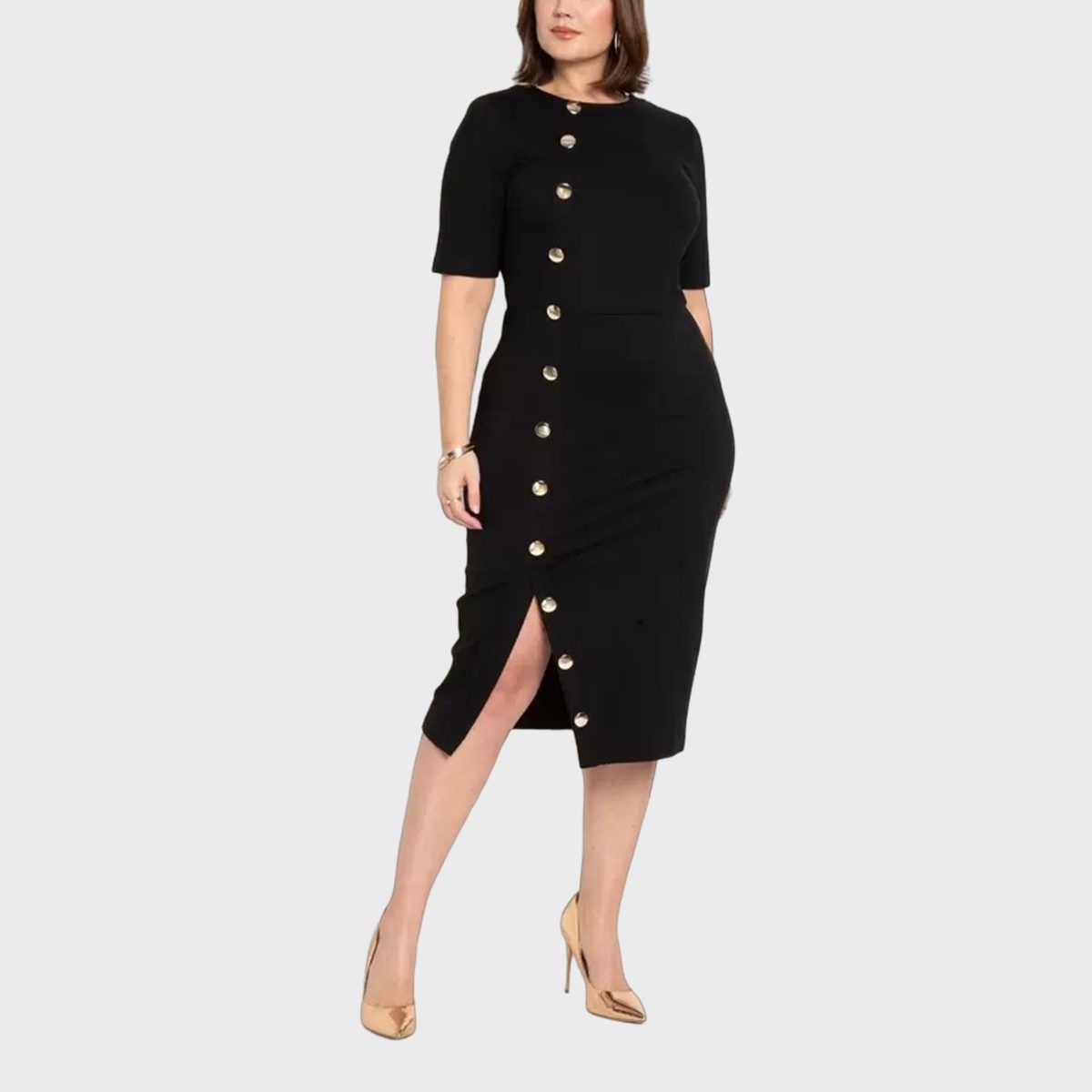 Eloquii Button Front Workwear Dress