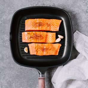 salmon in a pan
