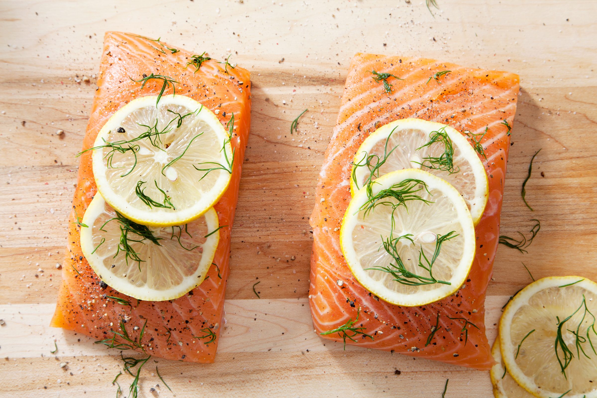 Seasoned Raw Salmon Fillets ready for the BBQ