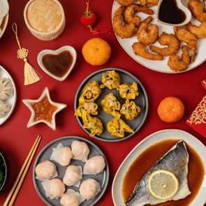 Chinese new year festival table Traditional lunar new year food,Romania