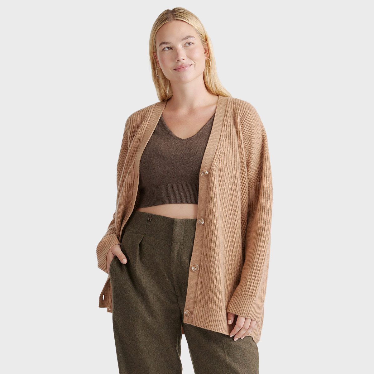 Quince Mongolian Cashmere Oversized Boyfriend Cardigan