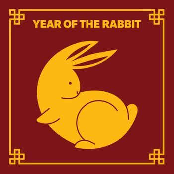Year Of The Rabbit text with rabbit in center