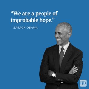 Barack Obama Quote About Hope above smiling image of Obama